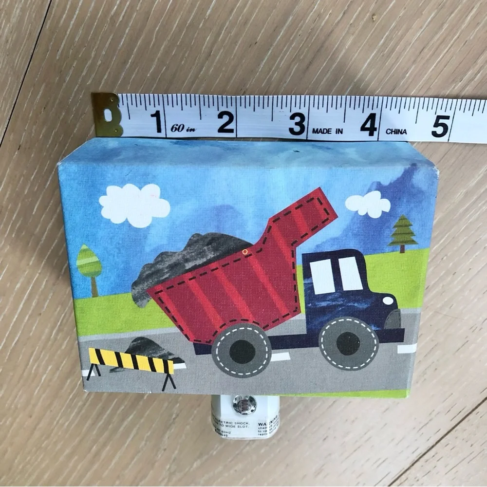 Dump Truck Canvas Nightlight Oopsy Daisy Kid Children Home Decor Light Lamp Toy